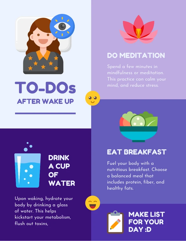 Blue And Purple Modern Illustration To Do List Infographic Poster Template