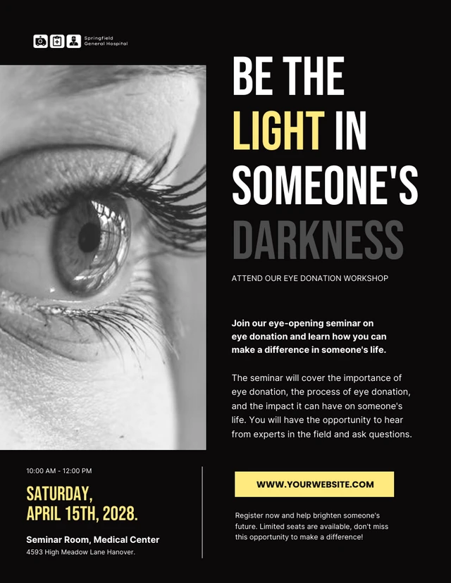 Black Seminar Eye Donation Poster Template