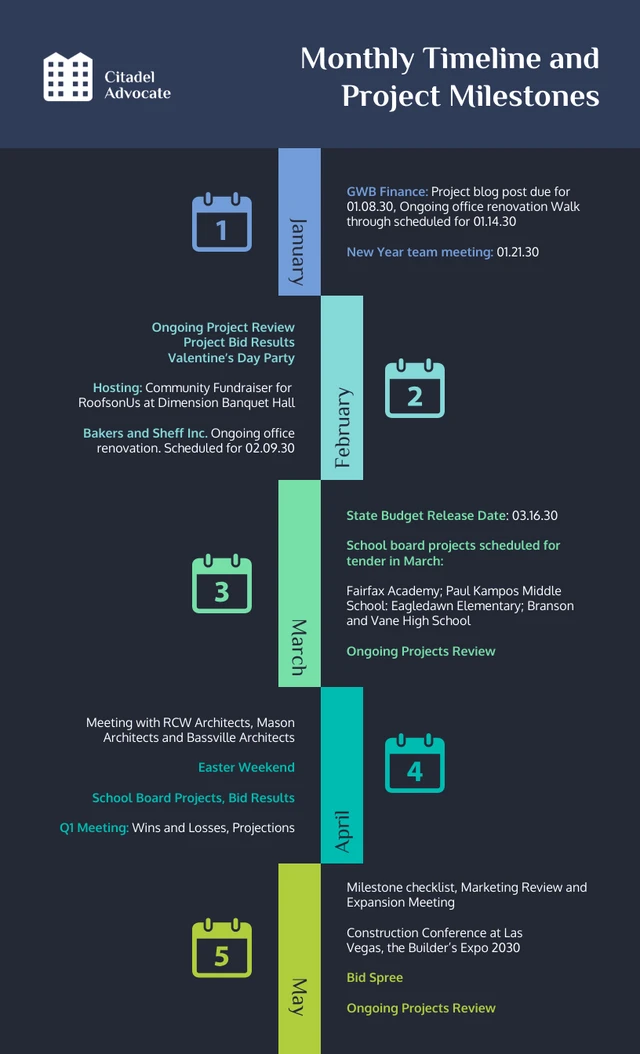 Dark Monthly Timeline