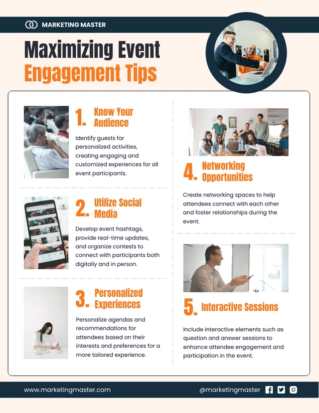 Infografik-Vorlage für Tipps zur Maximierung des Event-Engagements