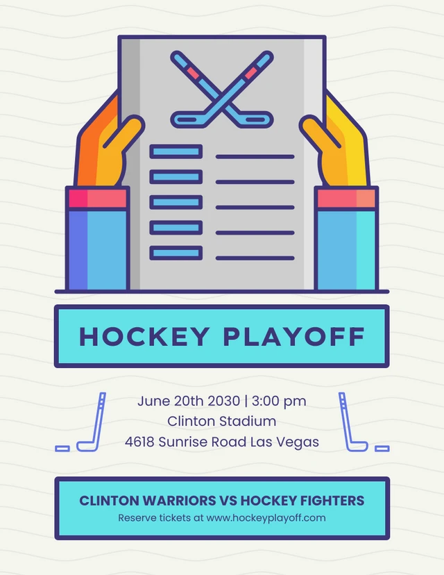 Beige Minimalist Illustration Hockey Poster Template