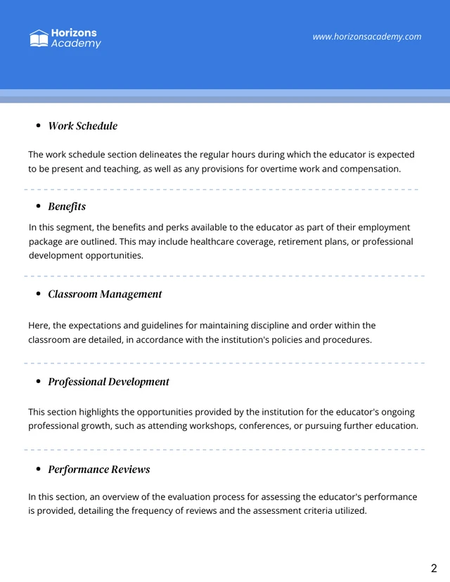 Teacher Employment Contract Template - page 2