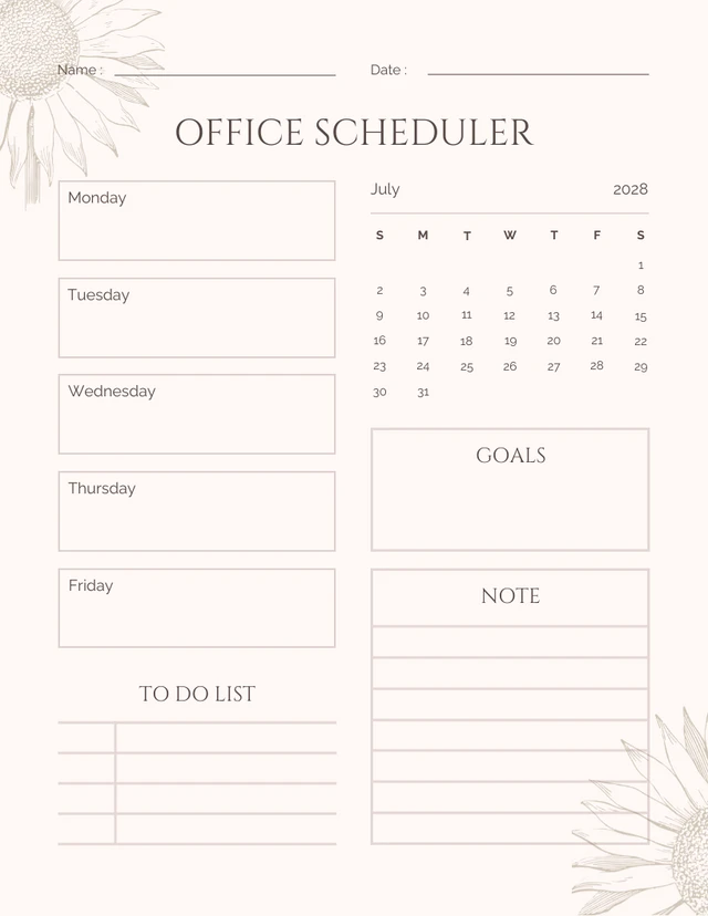 Beige Minimalist Office Scheduler Template