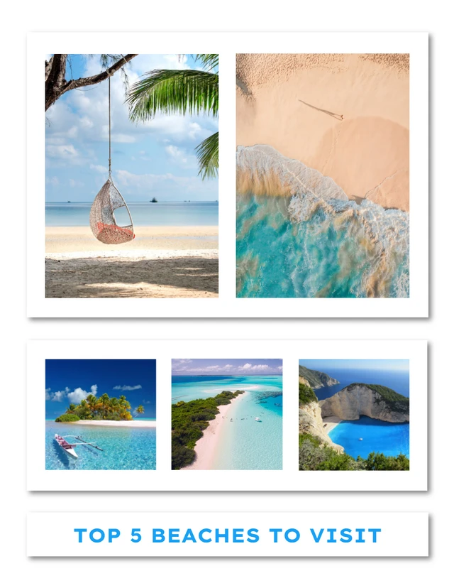 White Simple Cool Beach Photo Collages Template