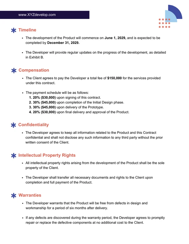 Product Development Contract Template - Seite 2