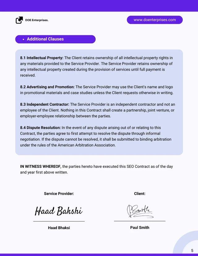 SEO Contract Template - Seite 5