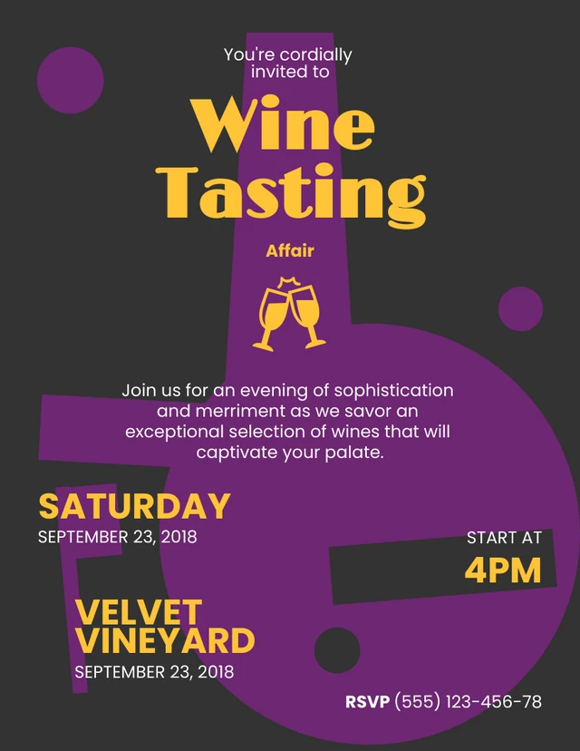 Dark Purple Wine Tasting Invitation Template
