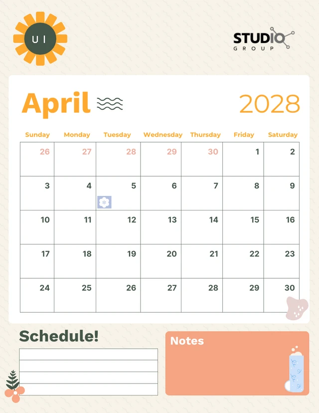 Beige Spring Month Agenda Template