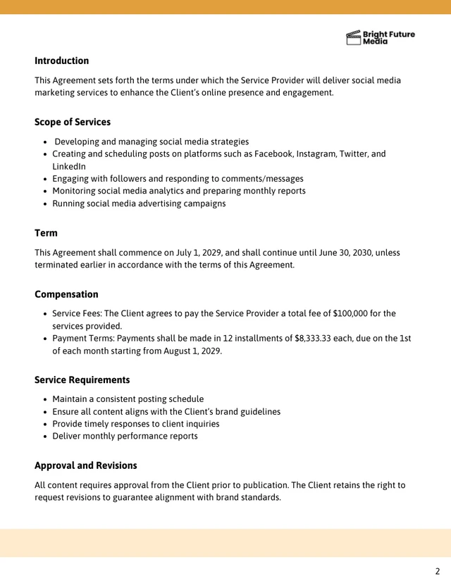 Social Media Consultant Contract Template - Página 2