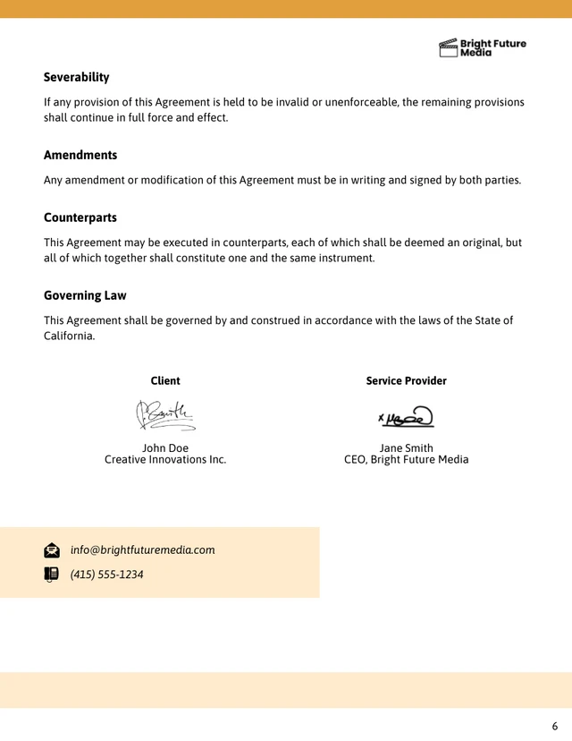 Social Media Consultant Contract Template - Page 6