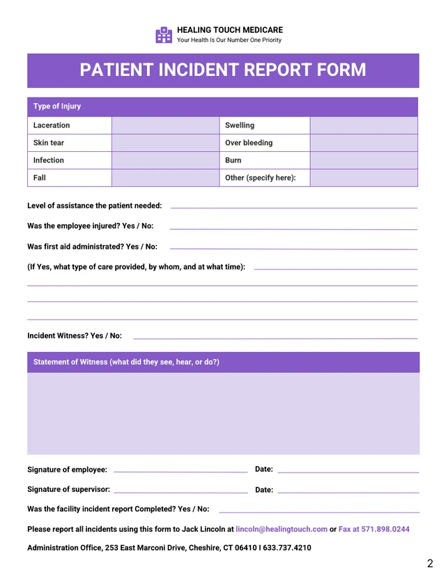 Patient Incident Report - Venngage