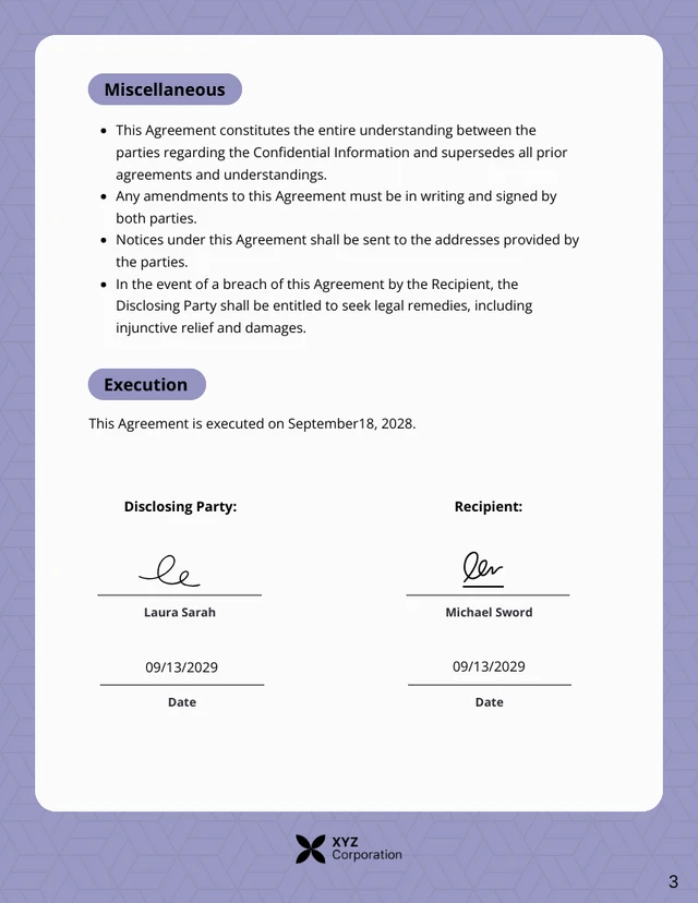 Purple Company Non-Disclosure Agreement Contract - Seite 3