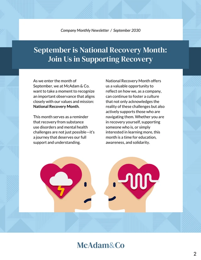 Creating a Recovery-Friendly Workplace Company Newsletter - page 2