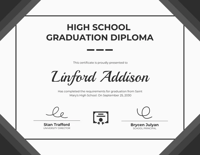 White And Grey Simple Geometric Diploma Certificate Template