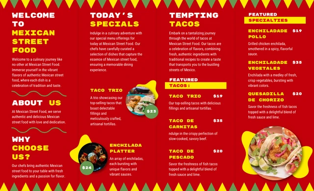Mexican Street Food Menu Double Paralel Brochure - Page 2