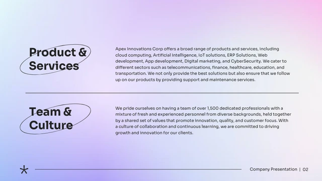 Colorful Gradient Simple Company Presentation - page 3