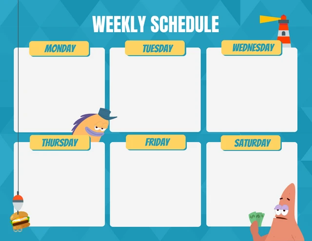 Blue Modern Geometric Anime Weekly Schedule Template