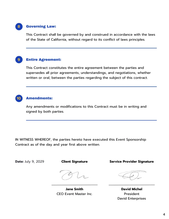 Event Sponsorship Contract Template - صفحة 4