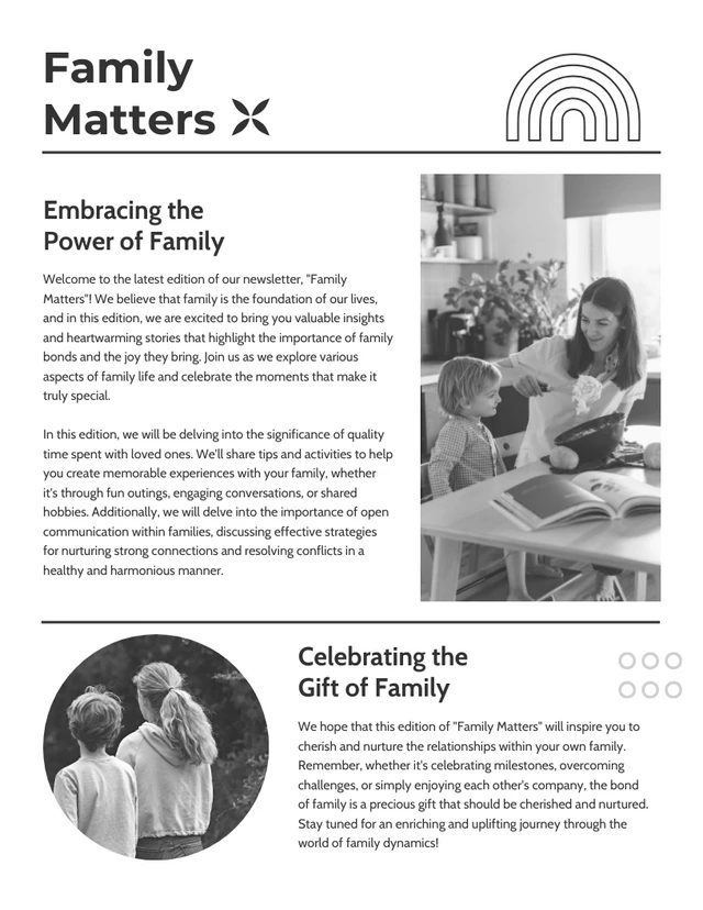 White And Black Simple Family Matters Newsletter Template