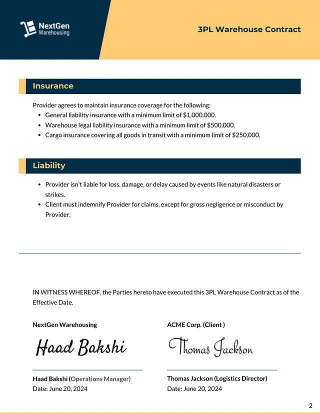 3PL Warehouse Contract Template - Seite 2