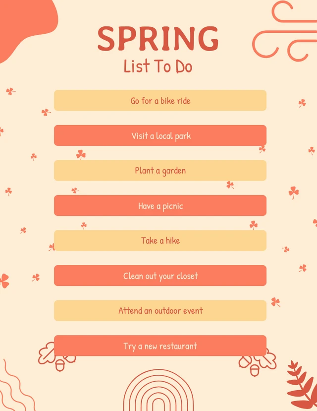 Cream Pastel Spring To Do List Template