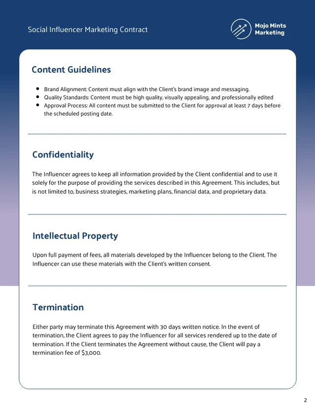 Social Media Influencer Contract Template - Pagina 2