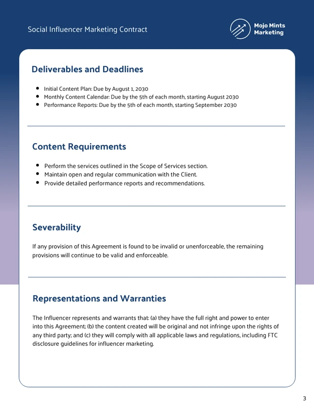 Social Media Influencer Contract Template - Pagina 3