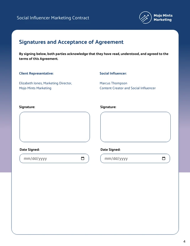Social Media Influencer Contract Template - Pagina 4