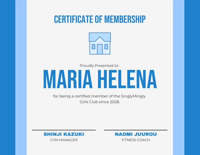 White And Blue Monochrome Membership Certificates Template