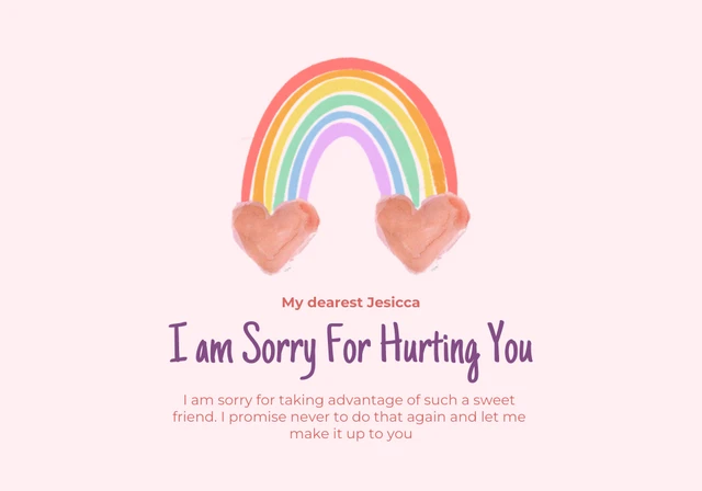 Light Pink Simple Illustration Apology Card Template
