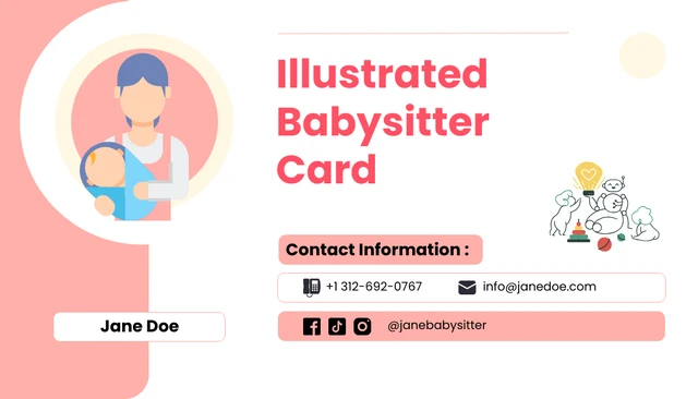 Illustrated Babysitter Card - Page 1
