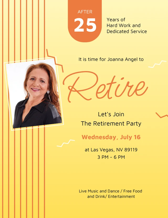Fun Yellow and Orange Retirement Party Invitation Template