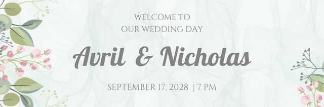 Soft Green Leaf Wedding Banner Template
