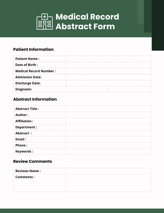 Green Medical Abstract Forms Template