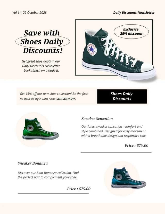 Orange Pastel Daily Discounts Newsletter Template
