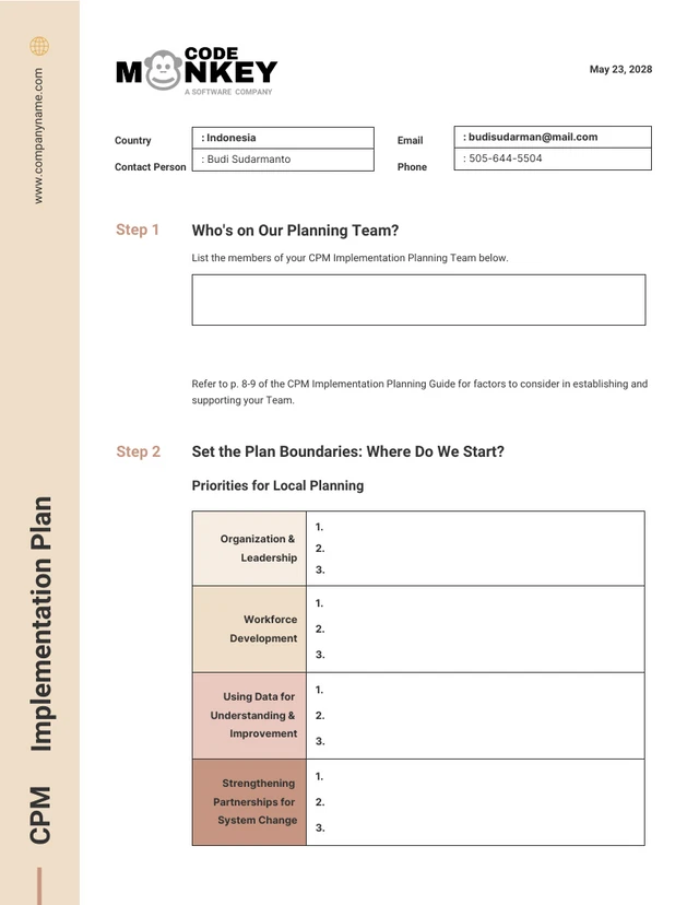 Simple Brown CPM Implementation Plan Template