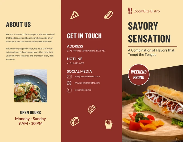 Maroon And Beige Simple Modern Food Brochure - page 1