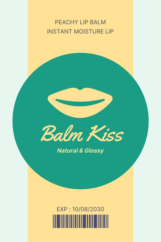 Light Green And Yellow Simple Lip Balm Label Template