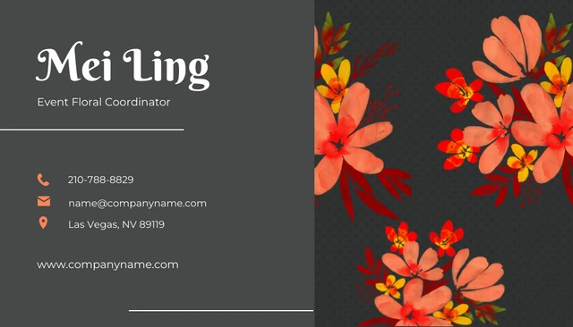 Black Gray Floral Business Card - page 2