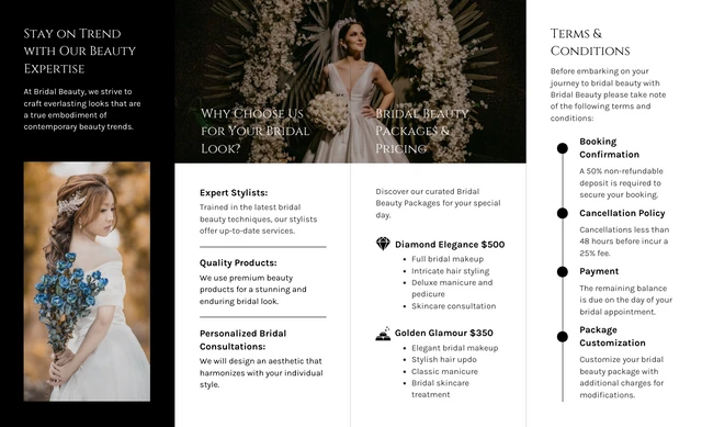 Bridal Beauty Packages Roll Fold Brochure - Page 2