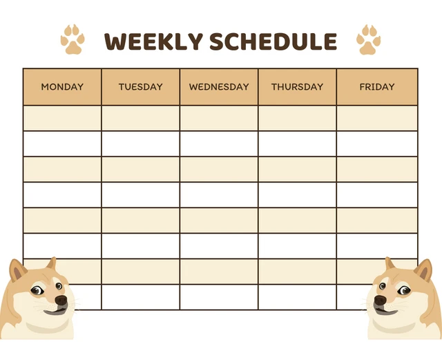 White Simple Weekly Dog Schedule Template