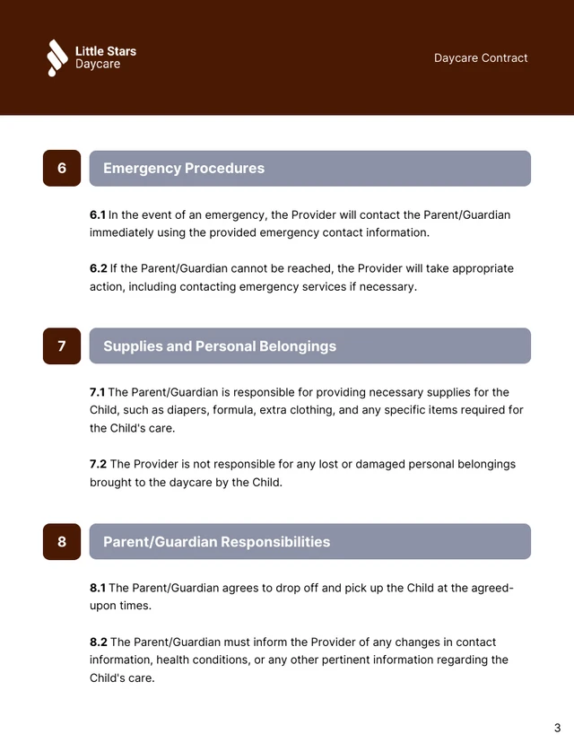 Daycare Contract Template - صفحة 3