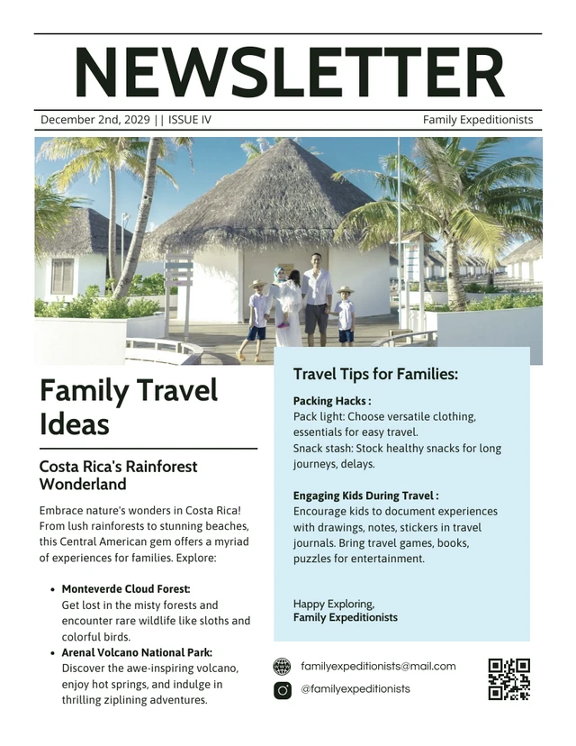 Family Travel Ideas Newsletter Template