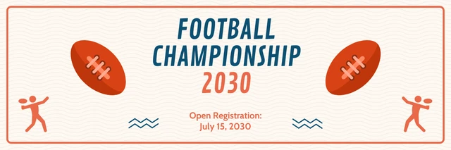 Beige Orange And Blue Modern Illustration Football Championship Banner Template