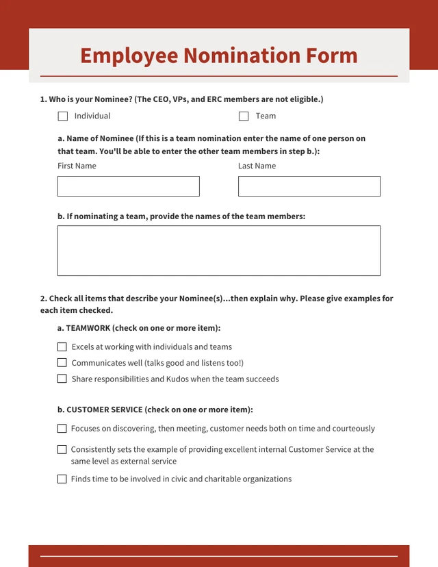 Red and Gray Minimalist Voting Form Template