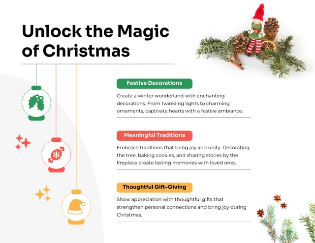 Plantilla de infografía temática sencilla para desbloquear la Navidad mágica