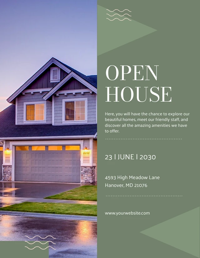 Dark Green Open House Party Poster Template