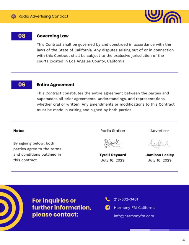 Radio Advertising Contract Template - Page 4