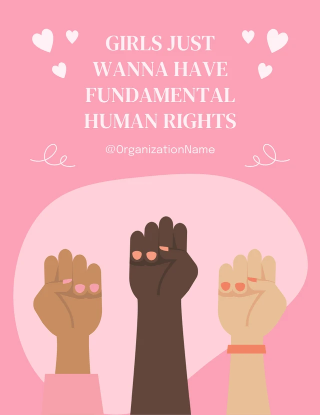 Pink Playful Illustration Gender Equality Poster Template