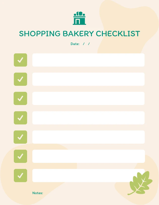 Cream And Green Modern Playful Shopping Bakery Checklist
